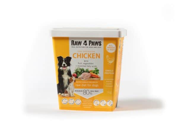 Raw4paws TPS raw chicken dog food container 1kg orange food tub