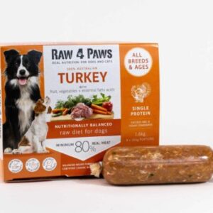 Tonis Pet station Raw4Paws Raw turkey dog food box 8x200g portion box