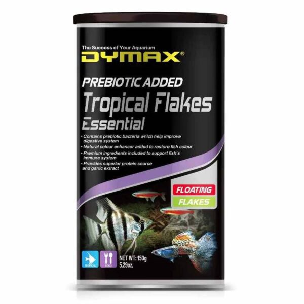 Dymax Tropical Fish Flakes Essential 150g - Floating Flake Food for Tropical Fish