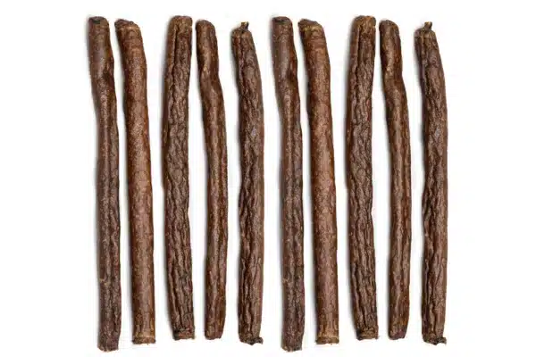 a handful of meat sticks for dog treats