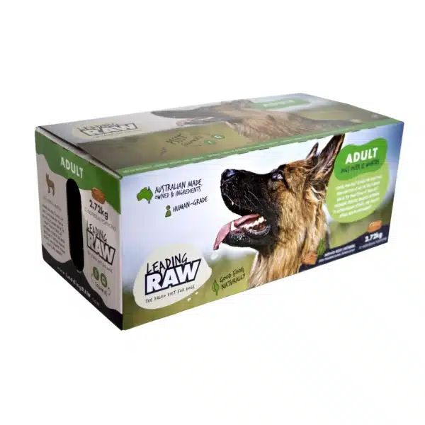 leading raw adult dog food box