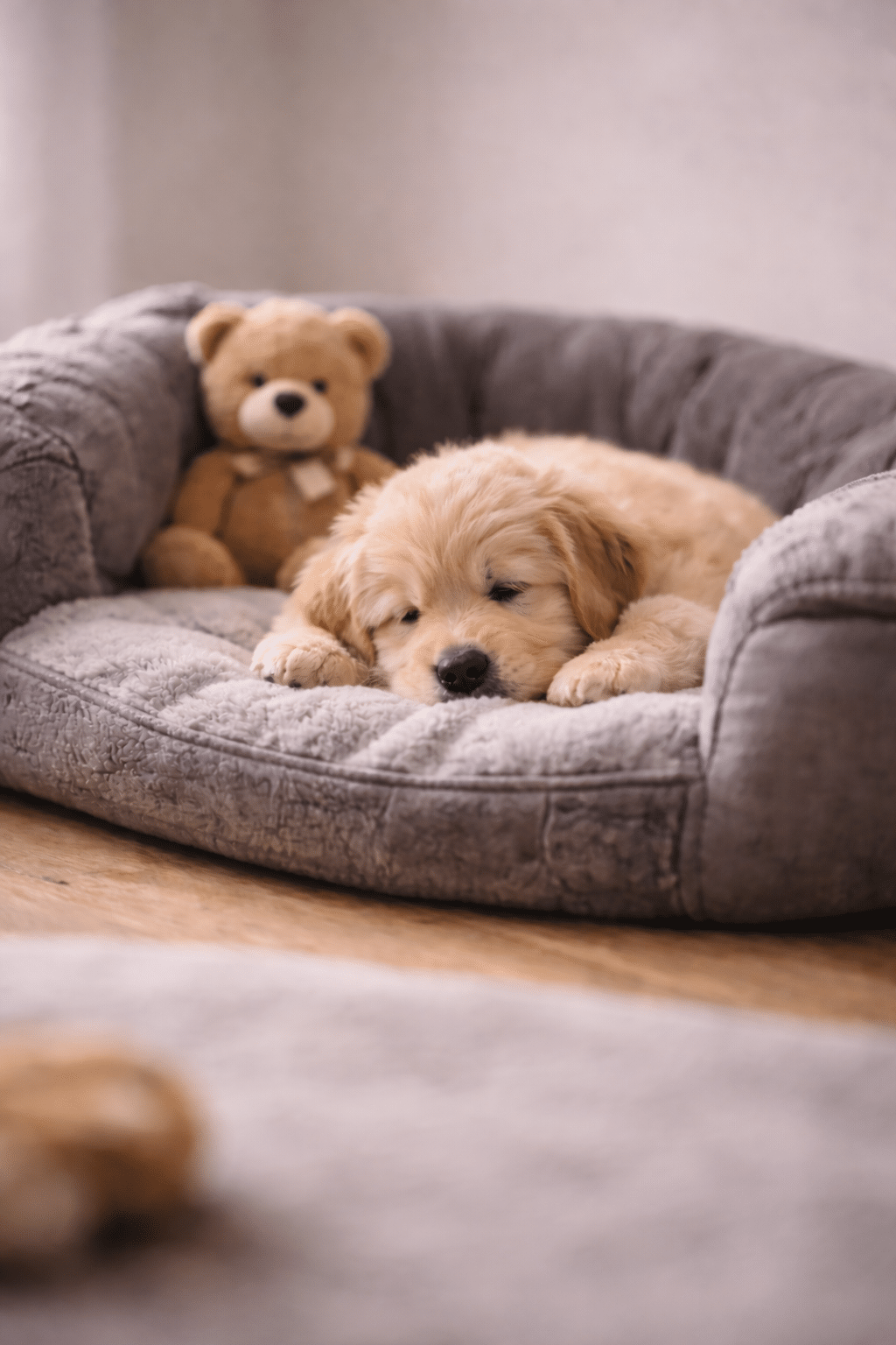 Looking after a new puppy Sleeping puppy tonis pet station